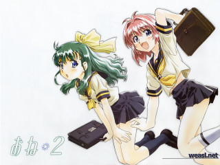 Green haired girls school uniforms - yellow shirt free wallpaper