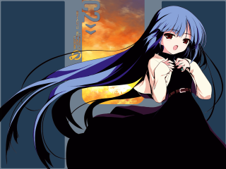 Blue hair sunset portrait black - long blue hair free wallpaper