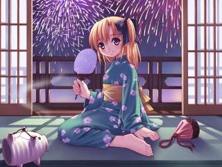 Alice prin kimono fireworks bow - a purple ball free wallpaper