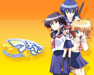 Anime girls guns blue orange - their hand free wallpaper for desktop