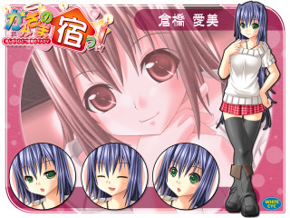 Blue haired girl pink background - character sheet free wallpaper