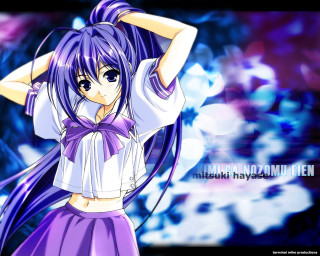 Anime girl purple hair school 2 - her body free wallpaper