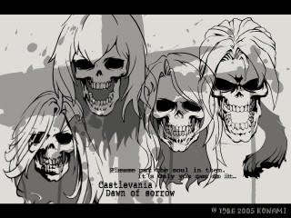 Three skulls alice prin gothic - free halloween wallpaper