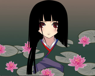 Woman black hair water lilies - long black hair free wallpaper