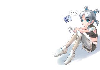 Girl sitting thought bubble blue - purism free wallpaper