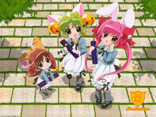 Three anime girls umbrella brick - umbrella free wallpaper