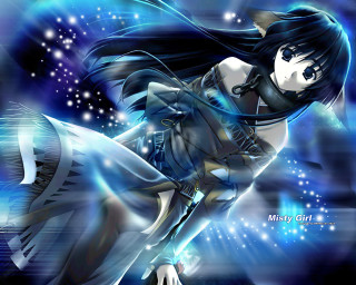 Woman blue dress sword anime - long hair and a sword free wallpaper