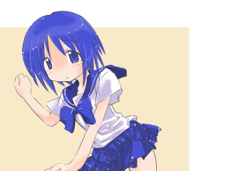 Blue hair girl sailor uniform - a white shirt free wallpaper for desktop