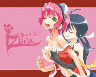 Pink haired girls hugging smiling - lostfish free wallpaper