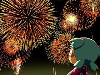 Fireworks fish kimono summer festival - its back end free wallpaper
