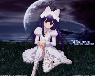Anime girl moon gothic portrait - a moon in the background free wallpaper