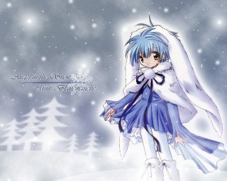 Anime girl blue dress snowflake - a blue dress free wallpaper for desktop