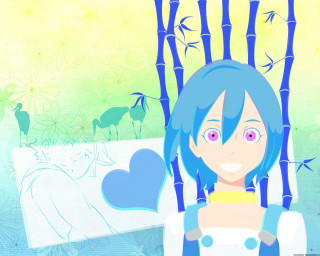 Blue hair heart bamboo floral - a bamboo tree free wallpaper