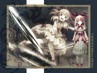 Anime girls swords floral frame - a picture of them free wallpaper
