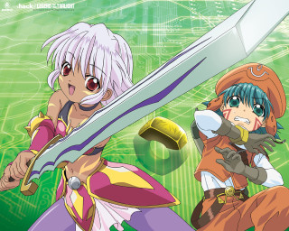 Anime girls giant swords green - giant free wallpaper for desktop