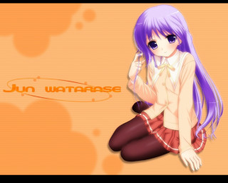 Purple haired girl sitting hand - plasticien free wallpaper