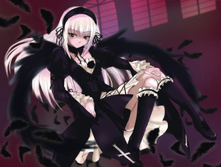 Silver wings bats gothic anime - black wing free wallpaper