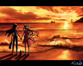 Two girls beach sunset ship - two girl free wallpaper