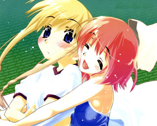 Anime girls hug starry sky - white star free wallpaper