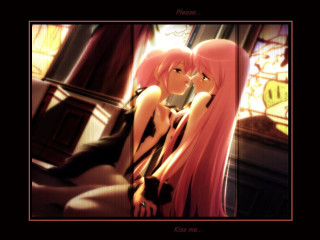 Anime girls stainedglass gothic portrait - a stained glass window free wallpaper