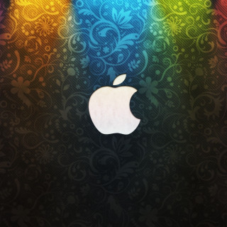 Colorful apple logo black background - holography free wallpaper for tablet