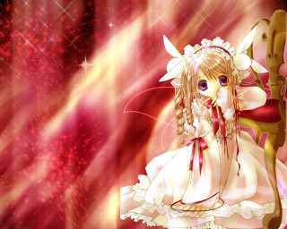 Anime girl sword red background - a red background behind her free wallpaper