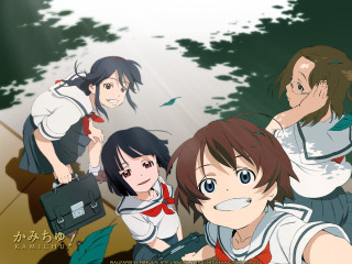 Group people forest birds rayonism - overhead free wallpaper for desktop