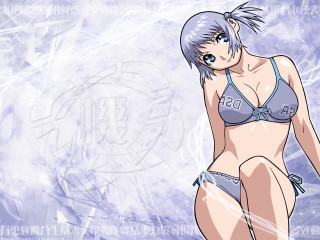 Woman bikini blue background anime 2 - white background free wallpaper