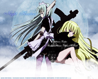 Moonlit snow neo romantic girls - behind them free wallpaper