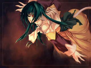 Green hair flying portrait alice - the air free wallpaper