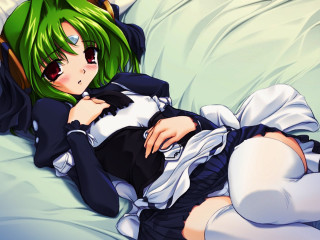 Green hair bed mockup maid - shirt free wallpaper for desktop