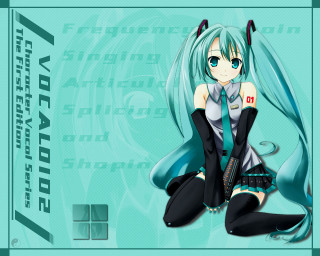 Anime girl blue hair sitting 2 - long blue hair free wallpaper