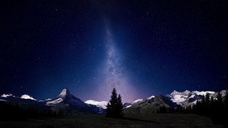 Night sky mountain range tree 2 - sky above free wallpaper for desktop