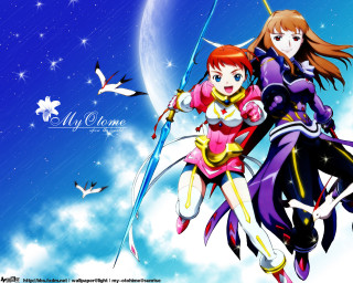 Sky girls sword moon fireworks - a moon in the sky free wallpaper