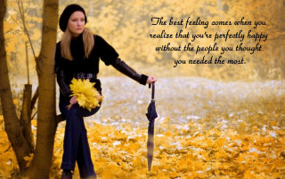 Woman umbrella autumn leaves sunset - the book free wallpaper