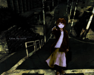 Girl browncoat white dress cityscape - a brown coat free wallpaper