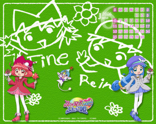 Green girls cat pink blue - naive free wallpaper