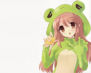 Girl frog costume food blush - a piece of food free wallpaper