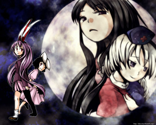 Moon girls anime ears bamboo - free halloween wallpaper