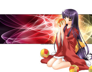 Red dress woman sitting colorful - a floor next free wallpaper