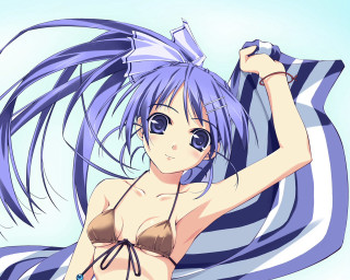 Blue hair anime woman towel - a towel free wallpaper