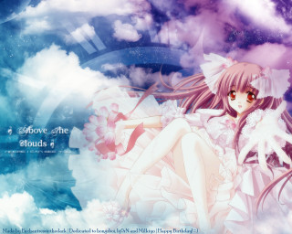 Anime girl cloud clock star - a clock in the background free wallpaper