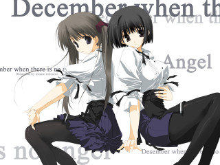 Angel december anime 2girls backtoback - word free wallpaper