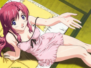 Pink haired blush indoors anime - a pink hair free wallpaper