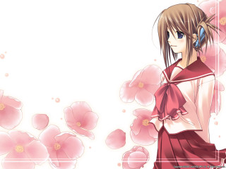 Anime girl red dress flower 2 - a anime girl free wallpaper for desktop