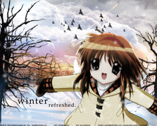 Girl hat scarf snow birds - a hat and scarf free wallpaper