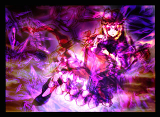 Purple dress dancing hologram glowing - chromatic aberration free wallpaper