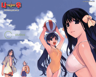 Beach basketball girls swimsuits blue - comic cover art free wallpaper