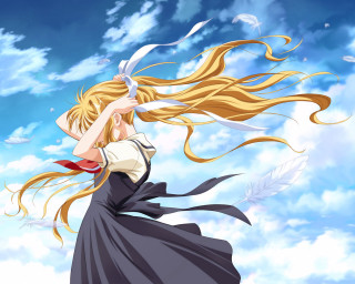 Woman flying sword feather angel - kyoto animation free wallpaper