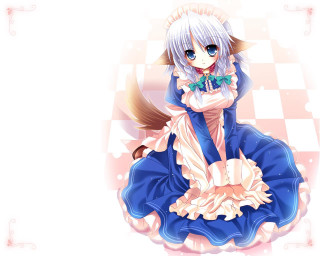 Anime blue dress white hair 2 - a white hair free wallpaper